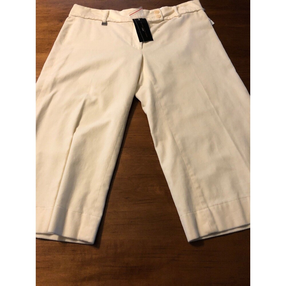 BCBGMaxAzria Women's Pants Carrie Woven Crop Velour Ivory Size 6 NWT